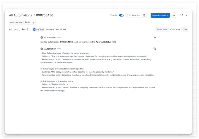 [Automation] Chat view for the automation audit log