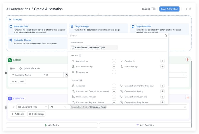 Dynamic Values in Automation Conditions