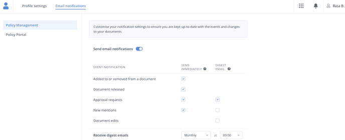 Event notification types