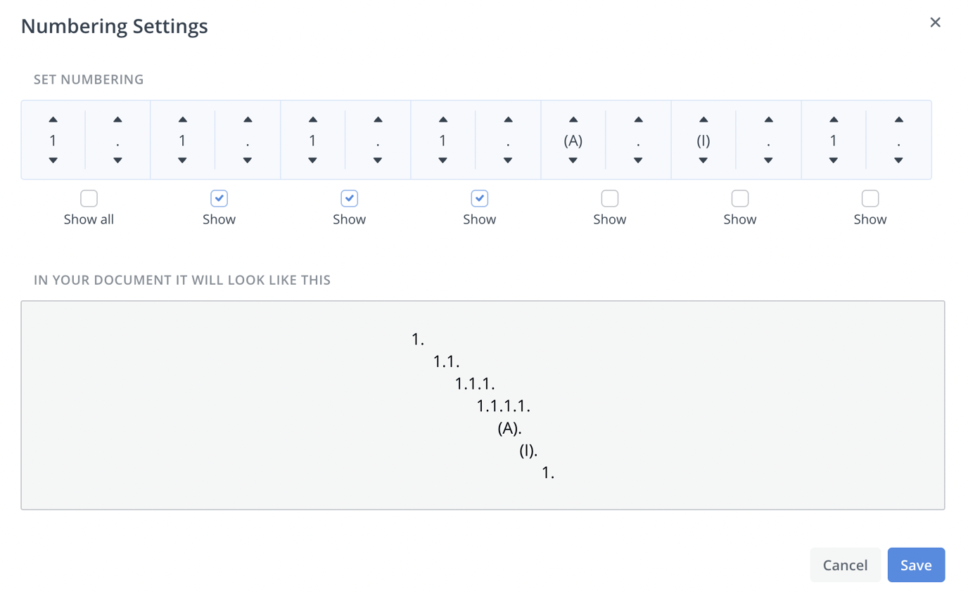 Set and Change Numbering Formatting