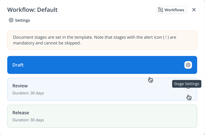 stage settings at doc level